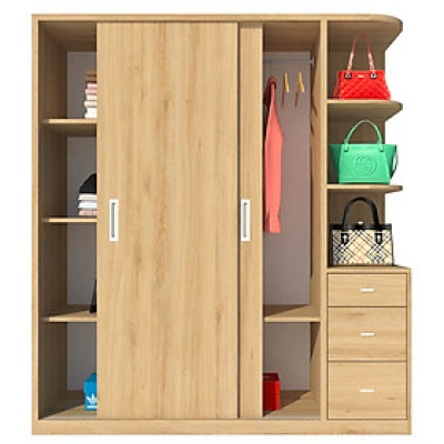 Tủ quần áo gỗ MDF Tundo cửa lùa màu sồi 180 x 55 x 200cm