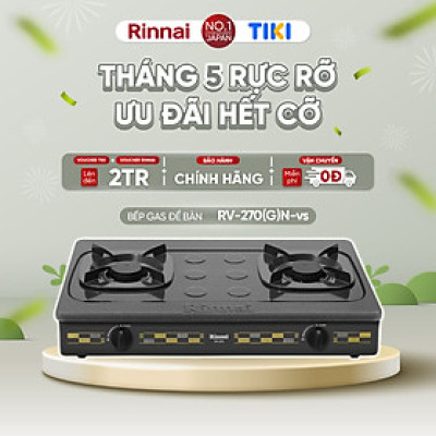 Bếp gas dương Rinnai RV-270(G)N mặt bếp men và kiềng bếp men - Hàng chính hãng.