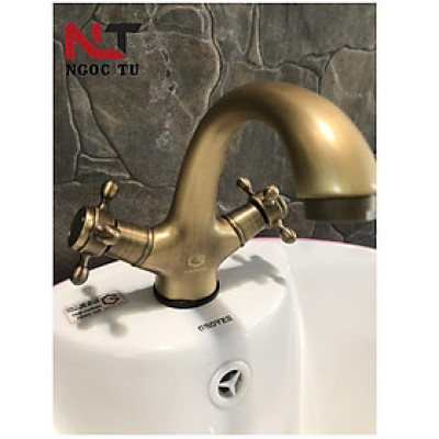 Vòi rửa mặt nóng lạnh đồng cổ hoa đồng tiền tân cổ điển GR 2201B (đẹp, sang trọng lịch sự)