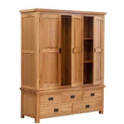 Tủ áo gỗ sồi 3 cánh 5 ngăn kéo Tundo KT 160 x 60 x 200cm