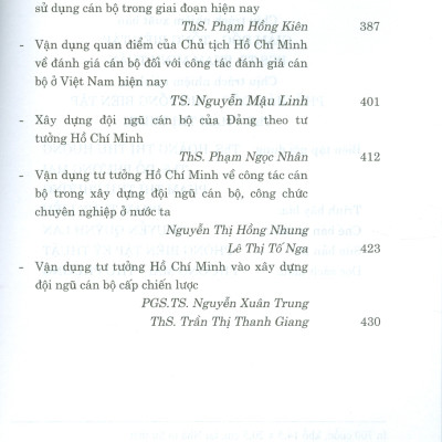 Tư tưởng Hồ Chí Minh về cán bộ, công tác cán bộ và sự kế thừa, vận dụng vào thực tiễn cách mạng Việt Nam