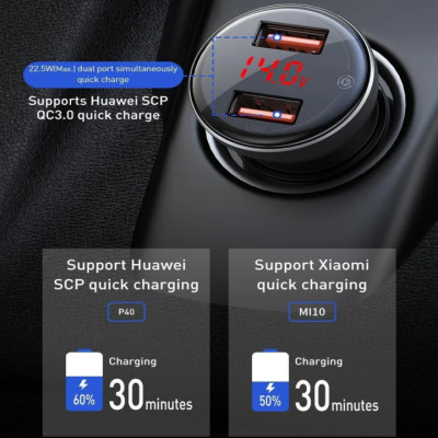 Tẩu sạc nhanh đa năng Baseus TZCCBX-B0G - hàng nhập khẩu