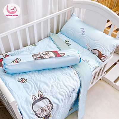 Trọn bộ Combo Túi nệm, gối ôm, mền Katina House, vải Tencel 60s bóng mượt mát lạnh, phù hợp mầm non tiểu học