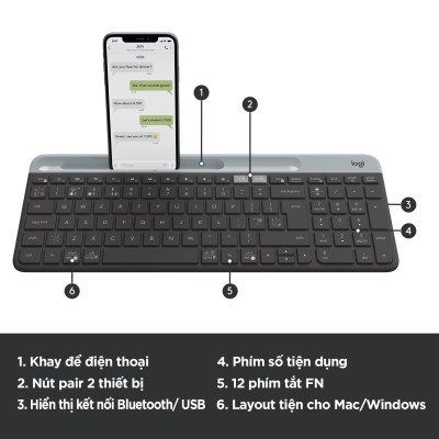 Bàn Phím Không Dây Bluetooth Logitech K580 - Hàng Chính Hãng