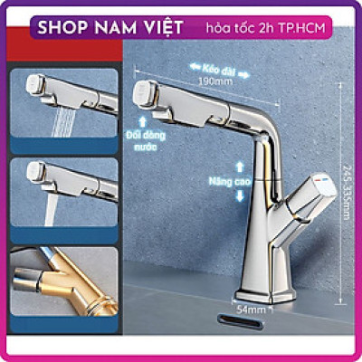 Vòi Nước Lavabo Cao Cấp Dây Rút 2 Chế Độ Nước