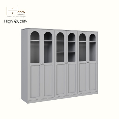 [Happy Home Furniture] SISEEL, Tủ quần áo cửa kính 6 cửa mở , 240cm x 54cm x 200cm ( DxRxC), TCM_187