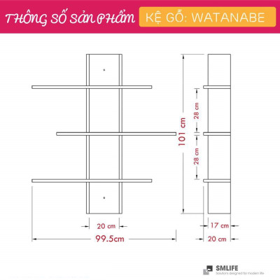 Kệ gỗ trưng bày kiểu dáng thanh lịch SMLIFE Watanabe