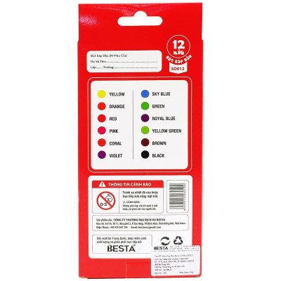 Hộp 12 Bút Màu Sáp Dầu - Besta SD012
