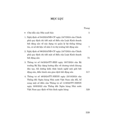 Các văn bản hướng dẫn thi hành Luật Kinh doanh bất động sản năm 2023 ( sửa đổi, bổ sung năm 2024)