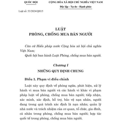 Luật Phòng, chống mua bán người năm 2024