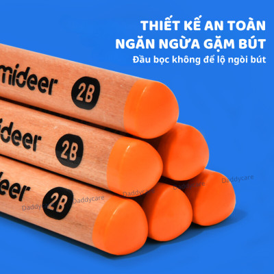Bộ bút Chì 2B 4B 6B hộp 6 bút chì Mideer Thick Triangular Pencils, Đồ dùng học tập