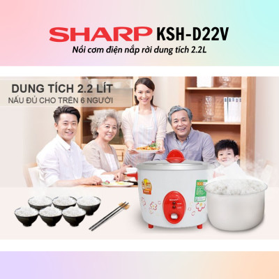 Nồi Cơm Điện Nắp Rời Sharp KSH-D22V - Màu Ngẫu Nhiên - Hàng chính hãng - Bảo Hành 12 Tháng