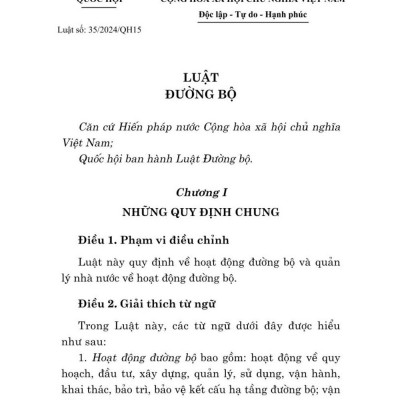 Luật đường bộ năm 2024 - bản in 2024