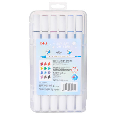 Hộp Bút 12 Màu Deli Sketch Marker - Phiên Bản Sơn Tùng M-TP Giới Hạn - Deli C185-12