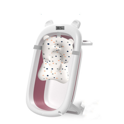 Bồn tắm FTAKY cỡ lớn gấp gọn, có nhiệt kế, cho trẻ kèm phao tắm lớn chất liệu cao cấp, có nút thoát nước (màu ngẫu nhiên)