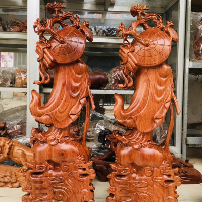 Tượng đạt ma sư tổ bằng gỗ hương đá kt cao 70×23×13cm