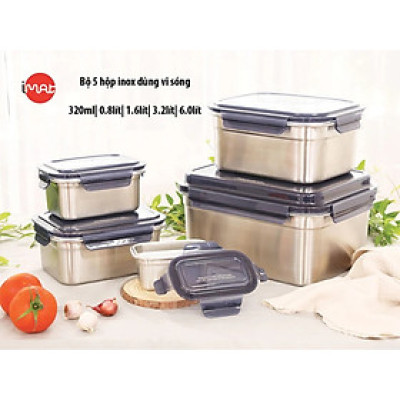 Bộ 5 hộp inox iMAT dùng vi sóng