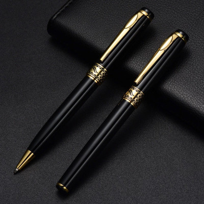 Bút ký viết gel vỏ hợp kim sơn màu đen điểm nhấn vàng Baoer 68