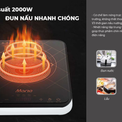 Bếp Từ Đơn Điện Tử Cảm Ứng Sunhouse MAMA SHD6860 Tặng Kèm Nồi Lẩu Inox - Hàng Chính Hãng