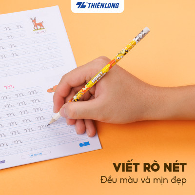 Hộp 10 Bút chì gỗ Thiên Long Điểm 10 TP-GP05 - Độ cứng HB - Viết êm, ngòi mềm hạn chế gãy