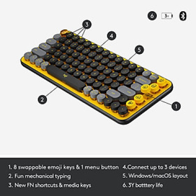 Bàn phím không dây Logitech Pop Keys-Hàng chính hãng