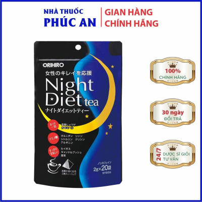Trà Orihiro Night Diet Tea Nhật Bản 20 - 24 Gói Giúp Giảm Cân, Phân Giải Mỡ Thừa, Hỗ Trợ Tiêu Hóa