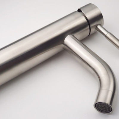 Vòi lavabo điếu nóng lạnh, Inox SUS 304 Eurolife EL-T022 ( Trắng vàng )