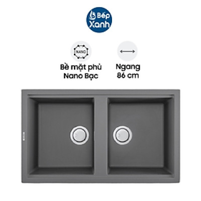 Chậu Rửa Chén Đá Malloca Titanium K-45073 (Màu Xám) - Ngang 86cm - Hàng Chính Hãng