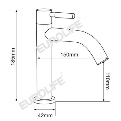 Vòi lavabo lạnh Inox SUS 304 Eurolife EL-LL123