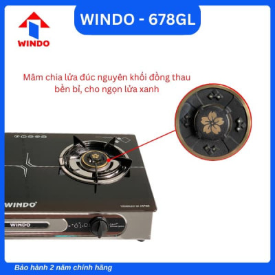 BẾP GAS ĐÔI MẶT KÍNH CAO CẤP WINDO - 678GL -Hàng Chính Hãng
