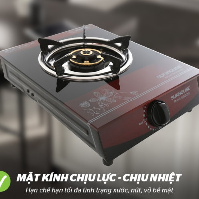 Bếp Gas Dương Đơn Mặt Kính Sunhouse SHB212KG - Hàng chính hãng