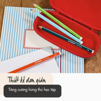 Bút chì gỗ STABILO Trio 369 2B thân tam giác sọc trắng - Cam