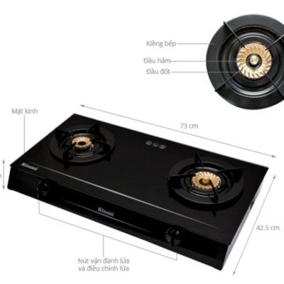 Bếp Ga Đôi Rinnai RV-7DoubleGlass(B) - Đen - Hàng Chính Hãng