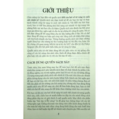 1001 Câu Hỏi Về Từ Vựng Tiếng Anh Và Cách Viết Chính Tả - Bản Quyền