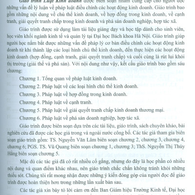 Giáo Trình Luật Kinh Doanh (Dành Cho Sinh Viên Ngành Kinh Tế Và Quản Lý) 