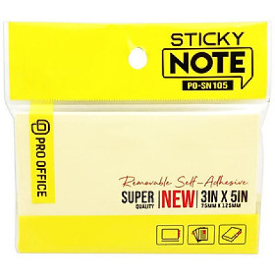 Giấy Note Pro Office - 5x3in PO-SN105-3SN0004 - Màu Vàng