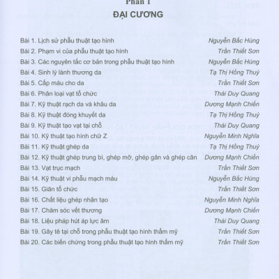 Bài Giảng Phẫu Thuật Tạo Hình Thẩm Mỹ Cơ Bản (Xuất bản lần thứ hai có sửa chữa)