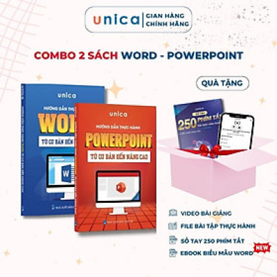 Combo 2 sách Word - Powerpoint Tin học văn phòng Unica, Hướng dẫn thực hành từ cơ bản đến nâng cao