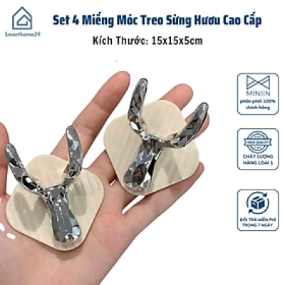 Set 4 Miếng Móc Treo Sừng Hươu Cao Cấp, Chịu Lực 10kg, Móc Hút Chân Không Tiện Lợi - HÀNG CHÍNH HÃNG MINIIN
