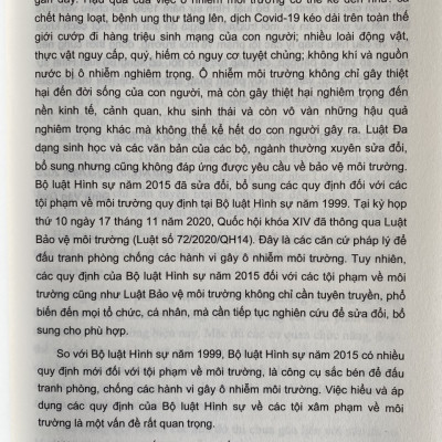 Bình Luận Bộ Luật Hình Sự Năm 2015 - Phần Các Tội Phạm Chương XIX  Các Tội Phạm Về Môi Trường
