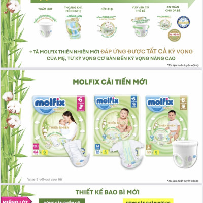 (MẪU MỚI CẢI TIẾN) Tã/bỉm DÁN Molfix size XL60 miếng cho bé 12-15kg