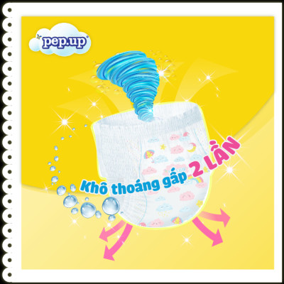 Tã/Bỉm Quần Em Bé Pep.up Extra Dry Gói Nhỏ Siêu Mềm Mại, Siêu Khô Thoáng, Kháng Khuẩn Size S11, M10, L9, XL8