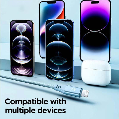 Cáp Sạc Nhanh Pisen Quick Magipi Magloop Lightning USB-C 27W 1m - Màu Xanh