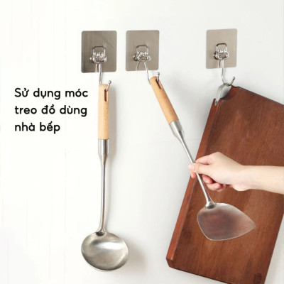 SET Móc Dán Tường INOX 304 Chịu Lực 5kg, Móc Dán Chịu Lực Loại Tốt, Tiện Dụng Gia Đình Và Văn Phòng. TakyHome 2214set