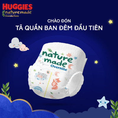 Combo 3 Tã quần Huggies Naturemade ban đêm M58/L44/XL38/XXL26