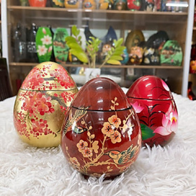 Hủ trứng sơn mài cao cấp đa dạng màu sắc thích hợp đựng đồ vật nhỏ, bánh kẹo, làm quà tặng,...