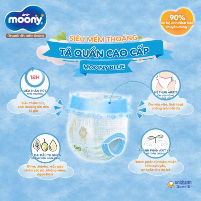 (Combo 2)  Bỉm - Tã Quần Moony Blue (bé gái) size XXL 26 miếng (Cho bé 13-28kg)