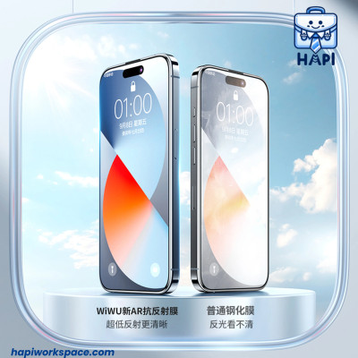 Kính cường lực siêu mỏng cho iP 17 hàng chính hãng WiWU Ultra Thin Wi-GT-010, kính màn hình HD trong suốt, chống trầy xước