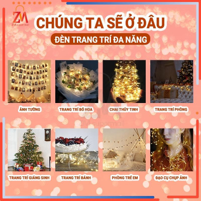 Đèn dây trang trí Têt decor Đèn LED dây fairy light trang trí treo tường, Dây đèn led đom đóm