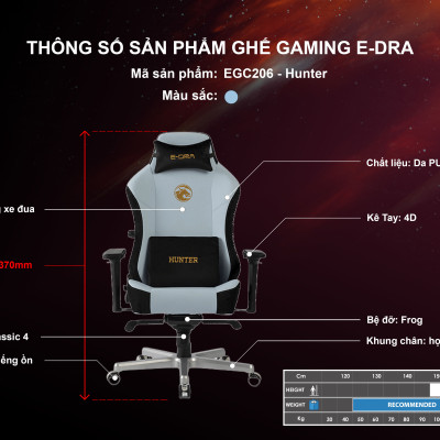 Ghế gaming cao cấp E-Dra Hunter EGC206 - Hàng chính hãng